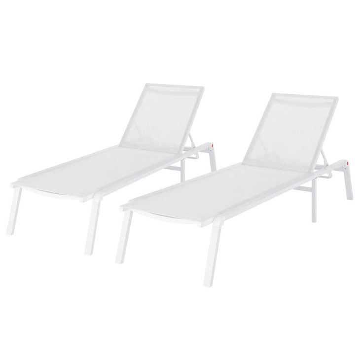 Jabari Textilene Outdoor Sunbed (Set of 2) - Cream White