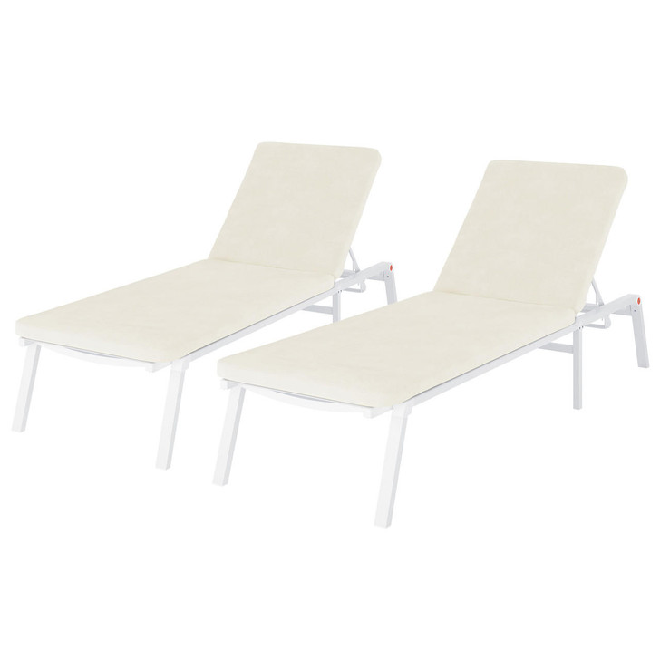 Jabari Outdoor Sunbed with Cushion (Set of 2) - Cream White