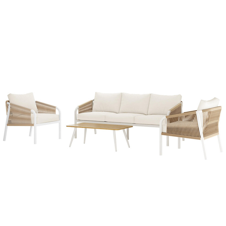 Vernon 5 Seater Outdoor Aluminum Sofa Set - Cream White