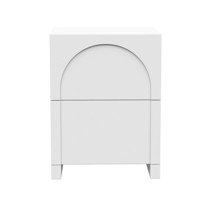 Archen 45cm Bedside Table with Drawers - White