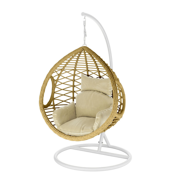 Hilda Large Outdoor Hanging Egg Chair with Handle -  Natural