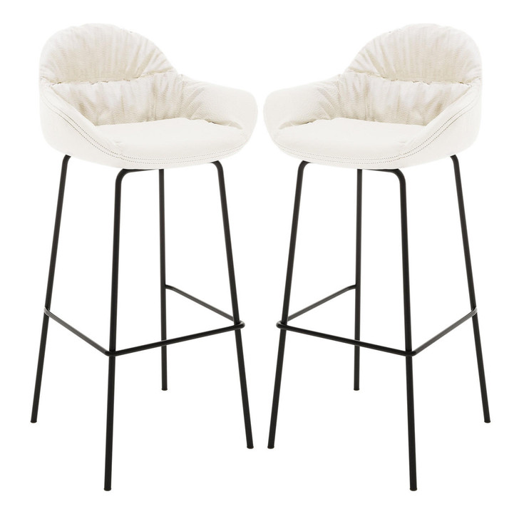 Kiera Suede Bar Stools (Set of 2) - Cream White