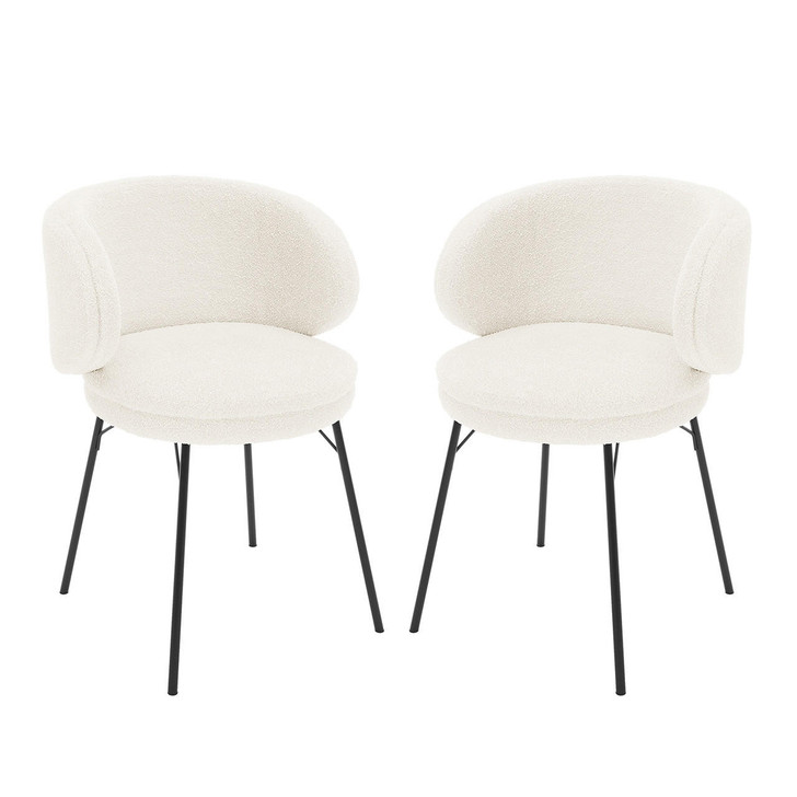 Meily Boucle Dining Chairs (Set of 2) - Cream White