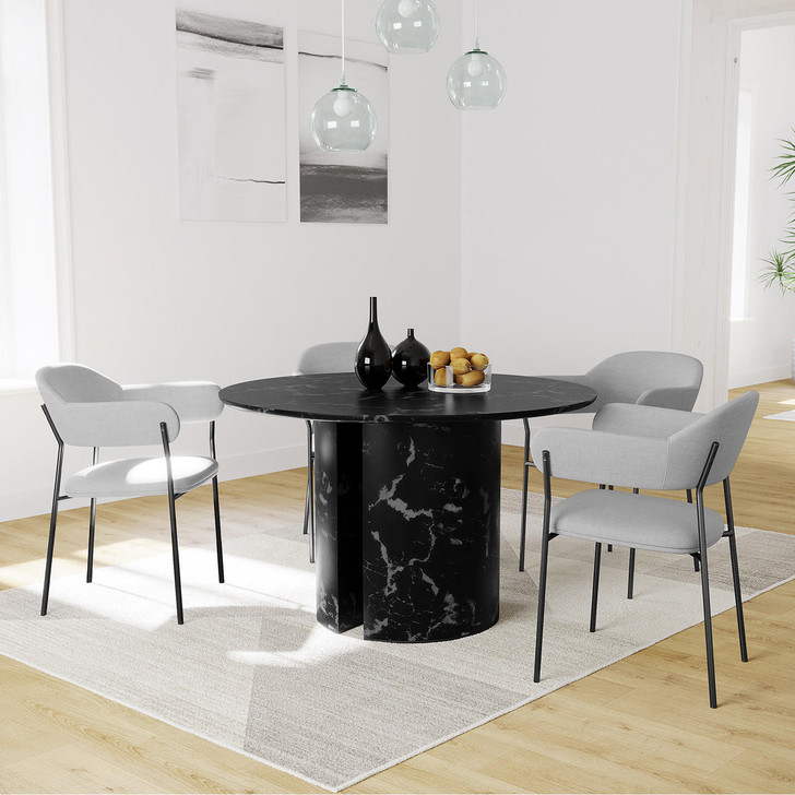 Nydia Dining Table and 4 Clavin Dining Chair Package - Black - Lifestyle