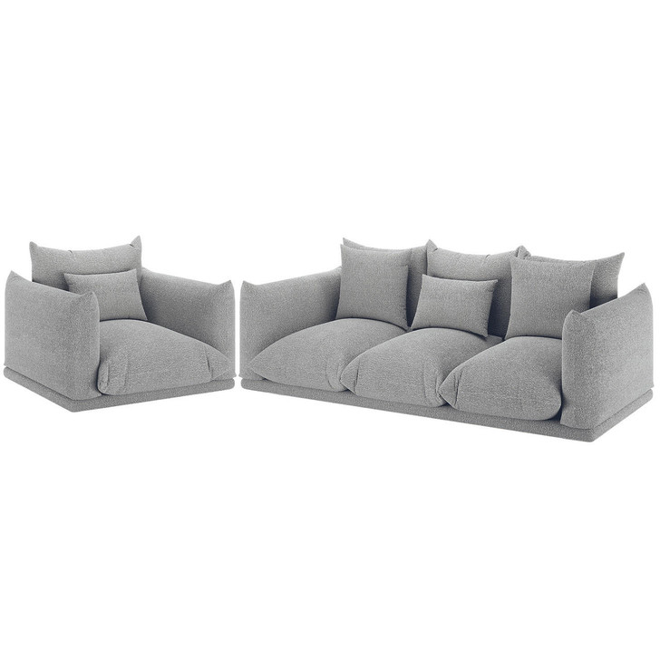 Berlin 4 Seater Boucle Sofa Set with Pillows - Grey