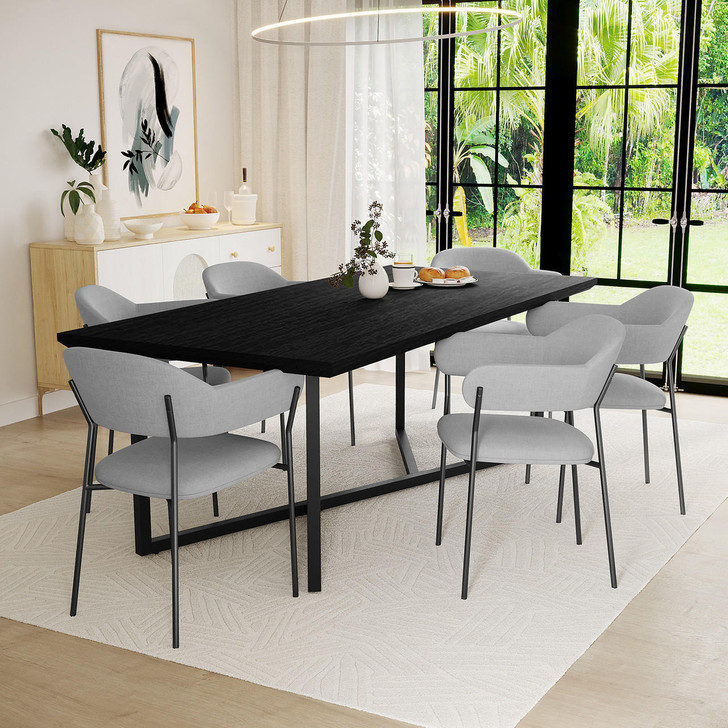 Mae Table and 6 Clavin Dining Chairs Package - Black - Lifestyle