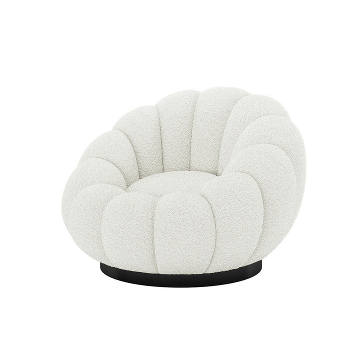 Beare Boucle Swivel Accent Chair - Cream White