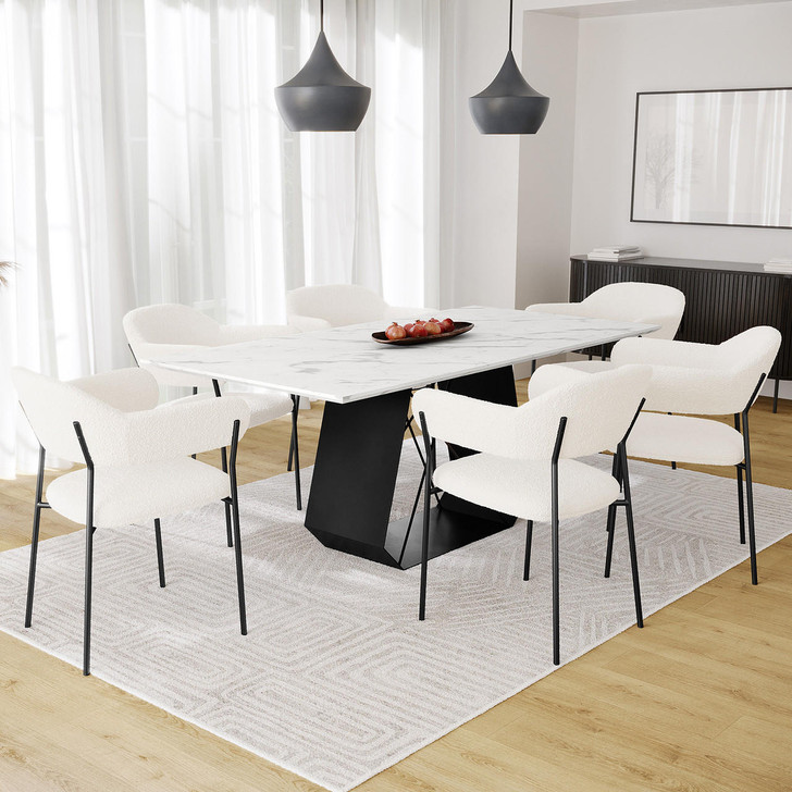 Mavis Dining Table and 6 Clavin Dining Chair Package - White - Lifestyle