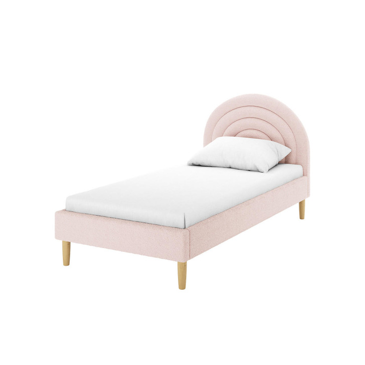 Estilla Boucle Upholstered Rainbow Bed - Light Pink - Single