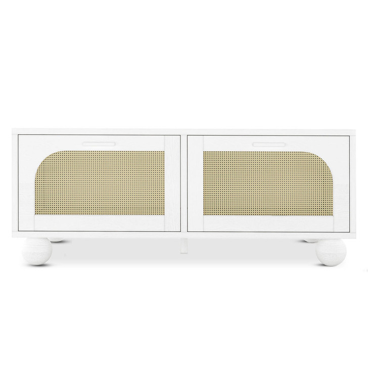 Carlo 110cm Rattan Coffee Table with Cabinet - White