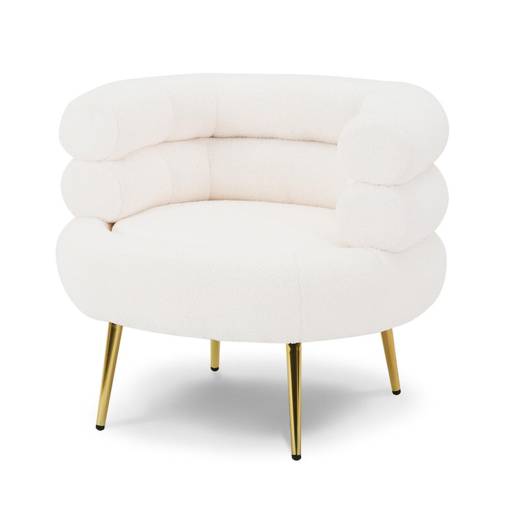 Olina Boucle Modern Accent Chair - Cream White