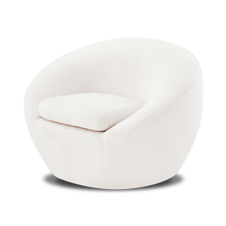 Sheila Boucle Swivel Accent Chair - Cream White