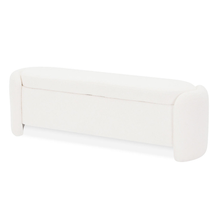 Wynne Boucle Upholstered Bench Seat with Storage - Cream White