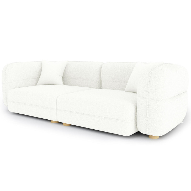 Kaelyn 3 Seater Modular Boucle Sofa w/ Pillows - Cream White
