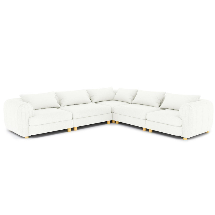 Norina 5 Seater Modular Boucle Sofa w/ Pillows - Cream White