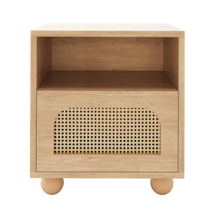 Dialga 45cm Rattan Bedside Table with Storage - Natural