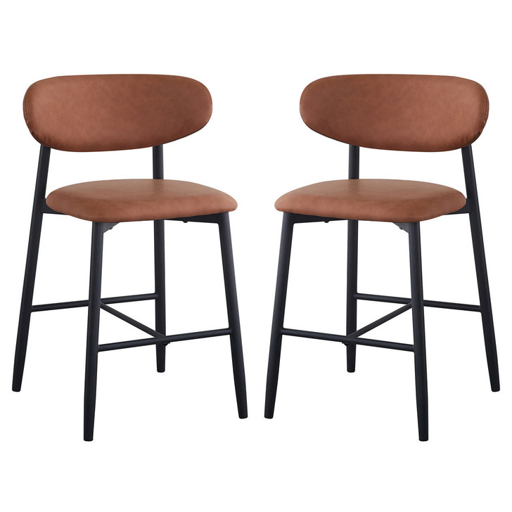 Audrey PU Leather Upholstered Barstool (Set of 2) - Tan
