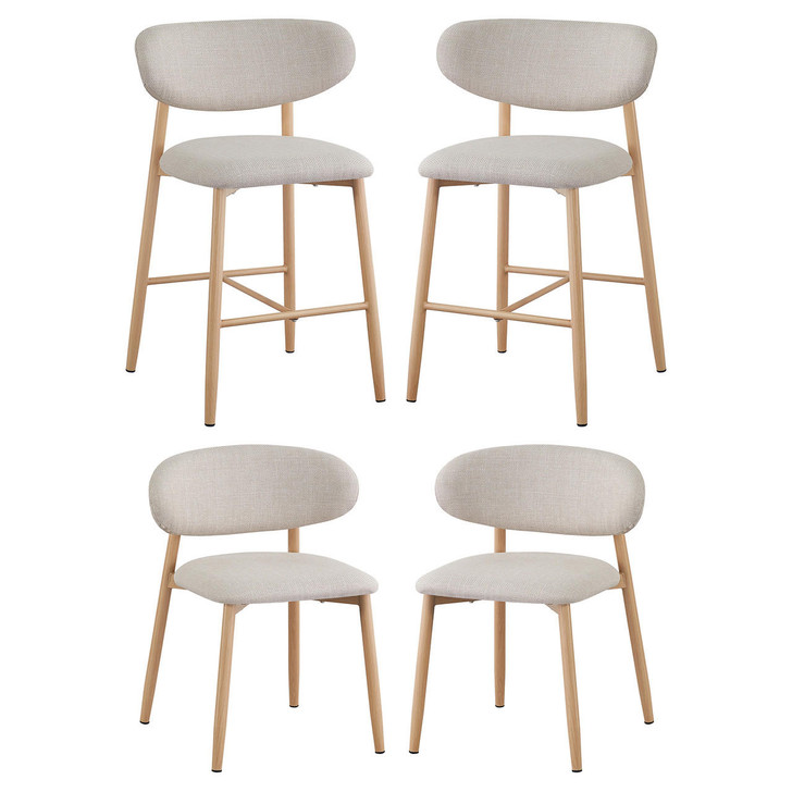 Audrey Bar Stool & Dining Chair (Set of 4) - Beige