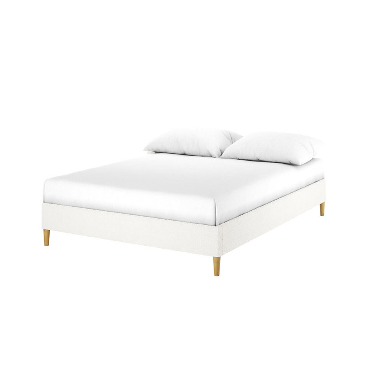 Celina Boucle Bed Base - Cream White - Double
