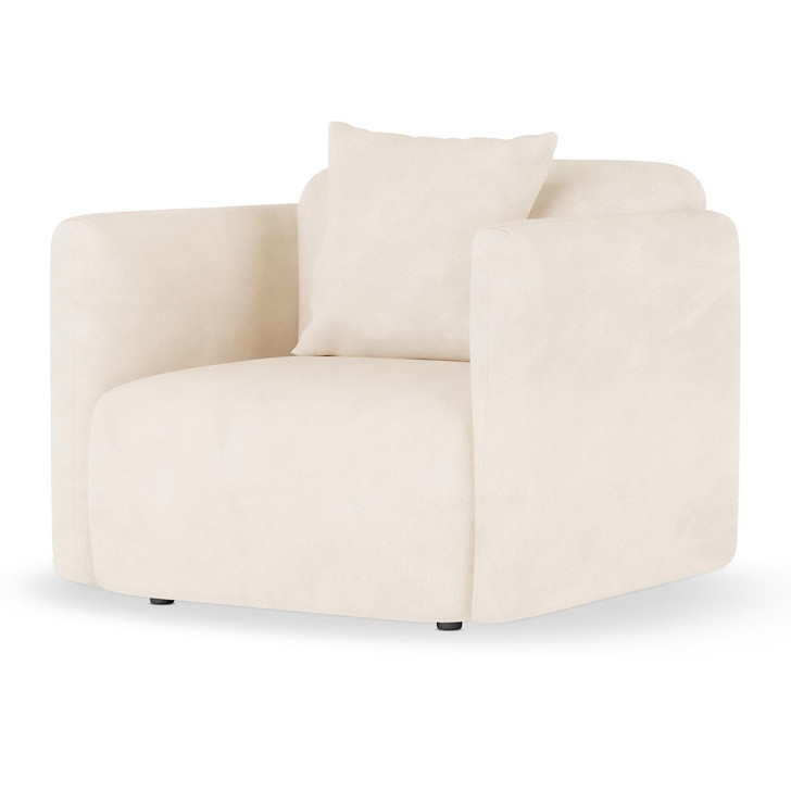 Vestalia Single Seater Upholstered Velvet Sofa - Cream White