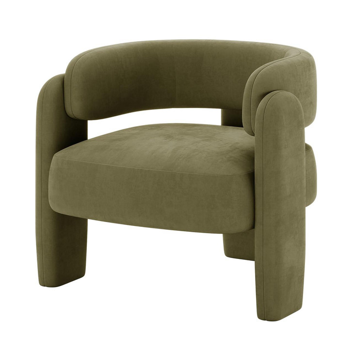 Seto Velvet Curved Accent Chair - Sage
