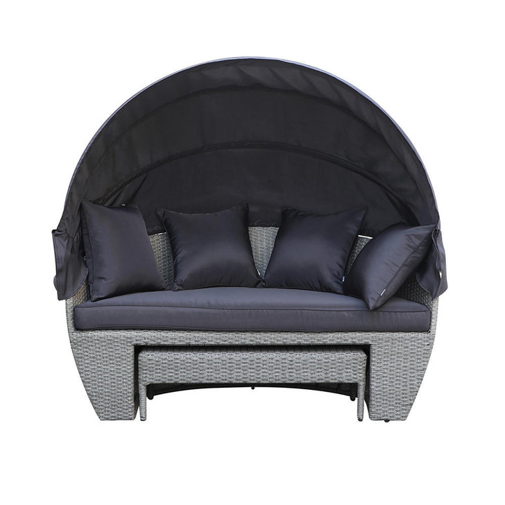 Erith Wicker Outdoor Furniture Day Bed w/ Canopy