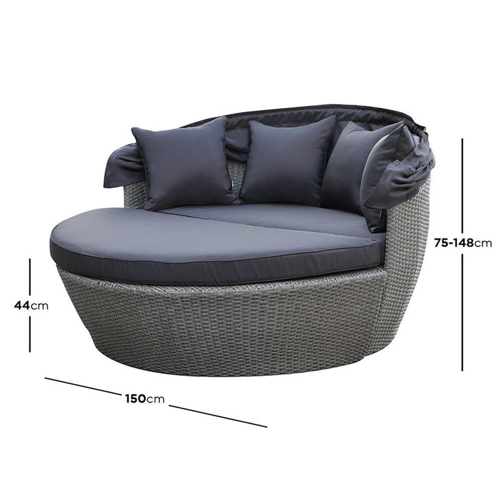 Erith Wicker Outdoor Furniture Day Bed w/ Canopy