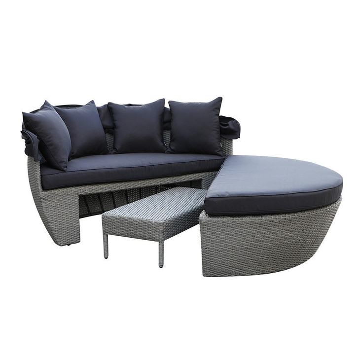 Erith Wicker Outdoor Furniture Day Bed w/ Canopy