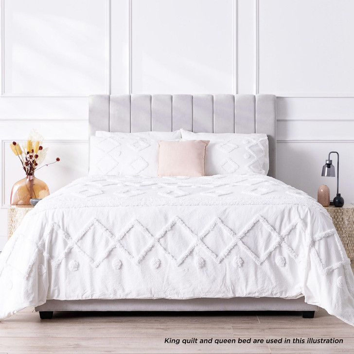 Davina 6pc Cotton Chenille Quilt Cover Set White