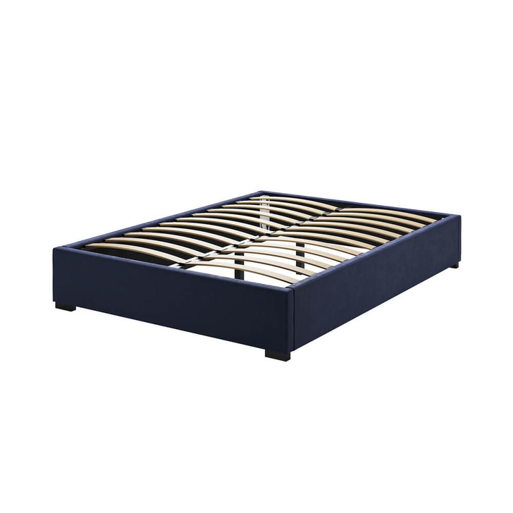 Septima Upholstered Velvet Queen Bed Base - Navy