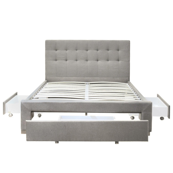Martina Fabric Bed with Storage Drawers - Ash