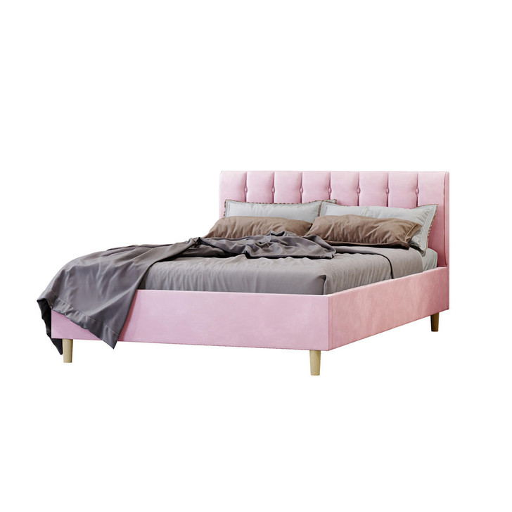 Kelly Velvet Double Bed Frame - Pink