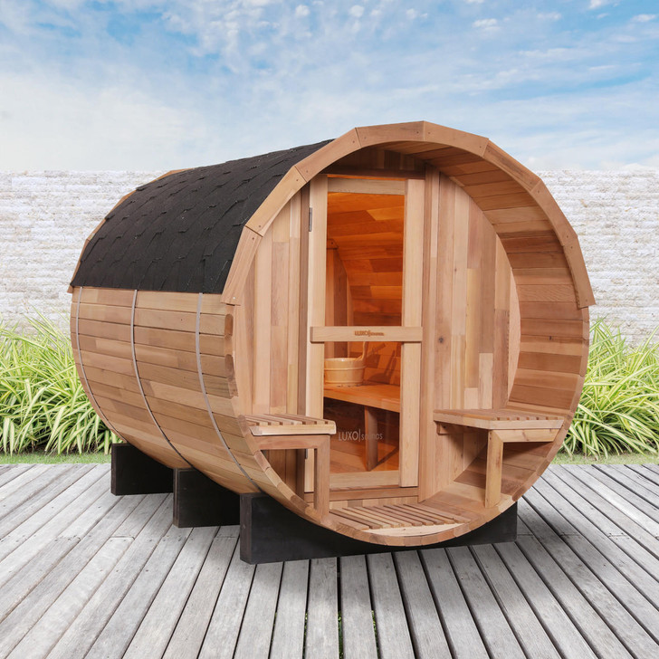 Tiles for Luola 4 Person Outdoor Barrel Sauna - Lifestyle