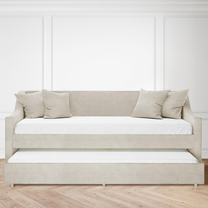Cloelia Linen Single Sofa Daybed with Trundle Beige