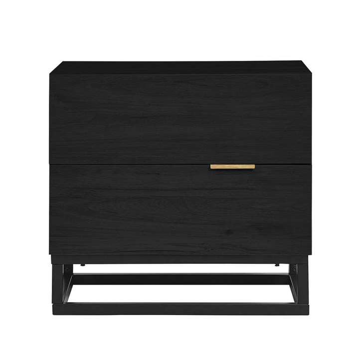 Manuel 2 Drawer Bedside Table - Black