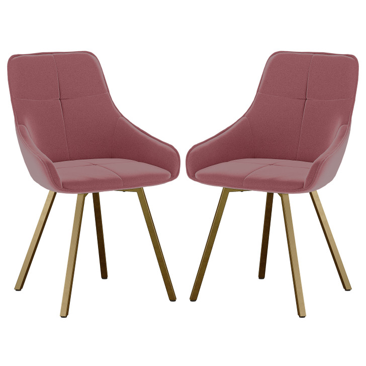 Kesley Velvet Golden Legs Dining Chair (Set of 2) - Blush