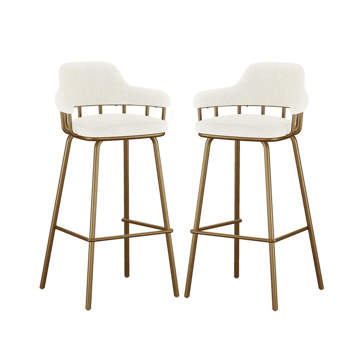 Piper Boucle Gold Legs Bar Stool (Set of 2) - Cream