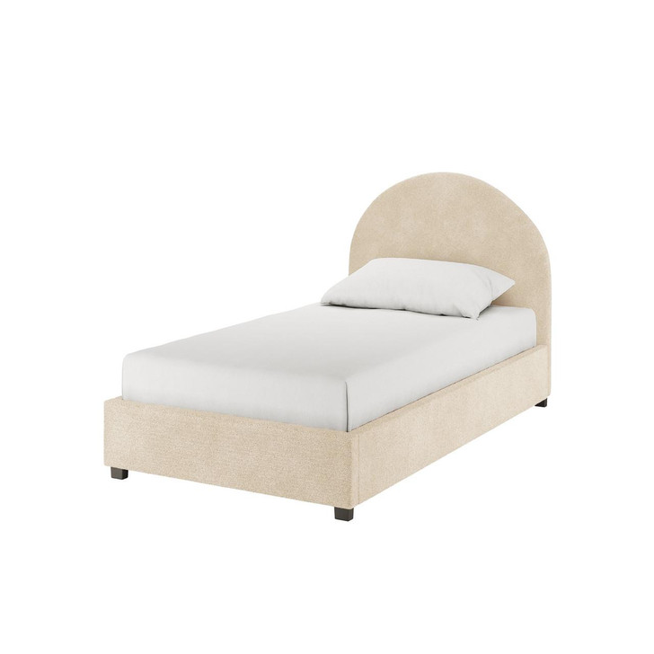 Lunia Bouclé Bed Frame w/ Gas Lift Storage - Cream Beige - Single