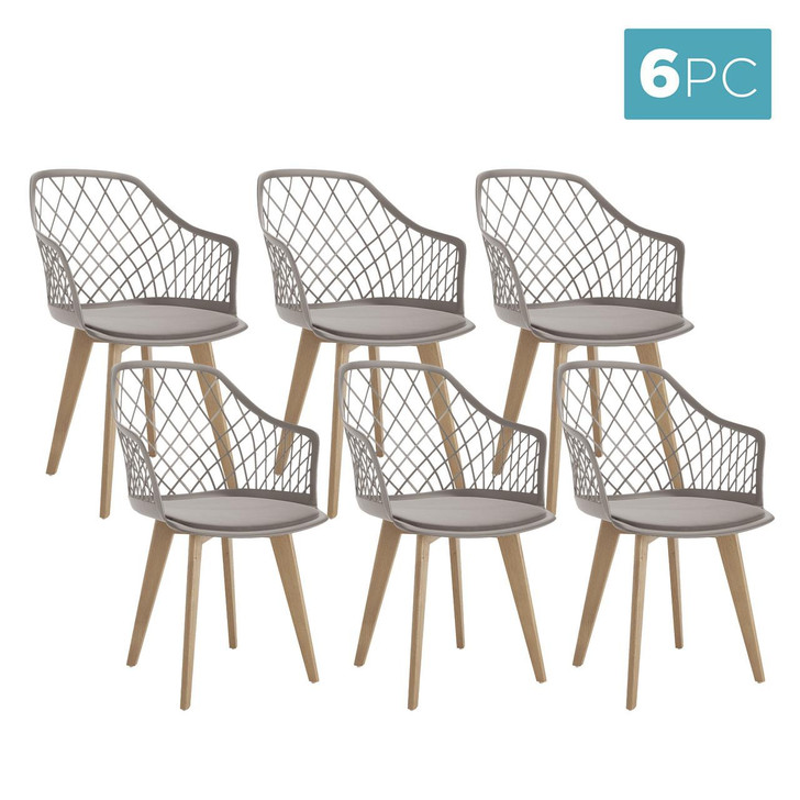 Caesar Beech Wood Dining Chair (Set of 6) - Grey