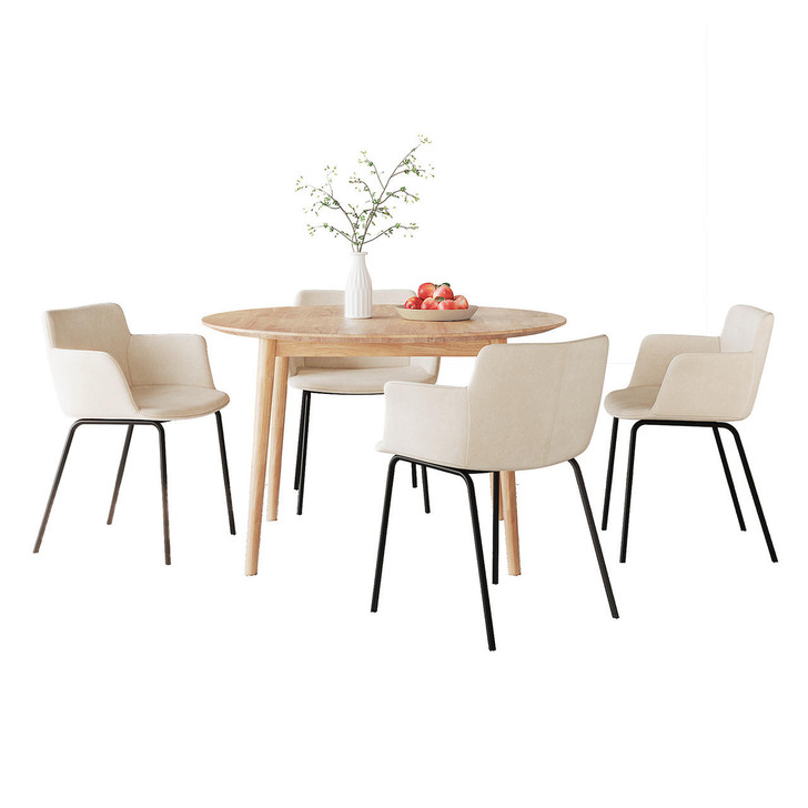 Edna Dining Table and 4 Applin Dining Chairs - Cream White