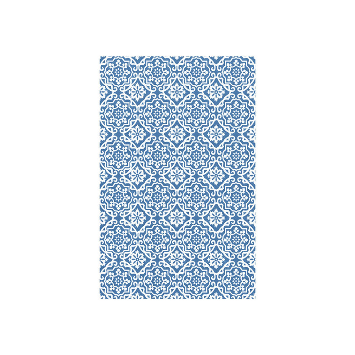 Betsy White and Light Blue Modern Outdoor Floor Rug 45x75