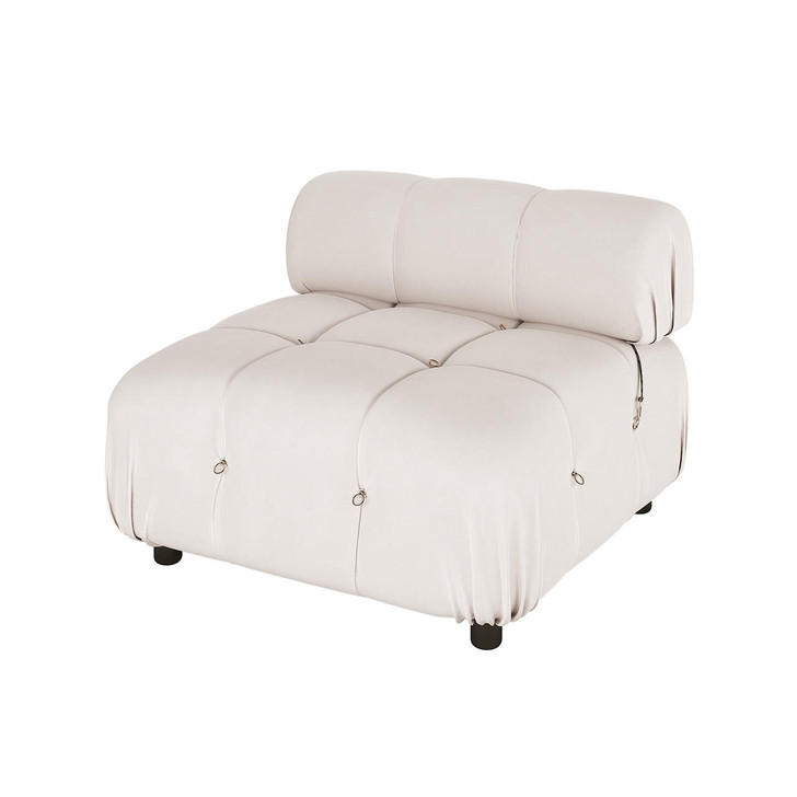 Keila Single Seater Modular Tufted Velvet Sofa - Cream
