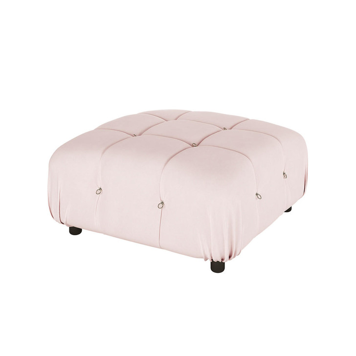 Keila Modular Tufted Velvet Ottoman - Soft Pink
