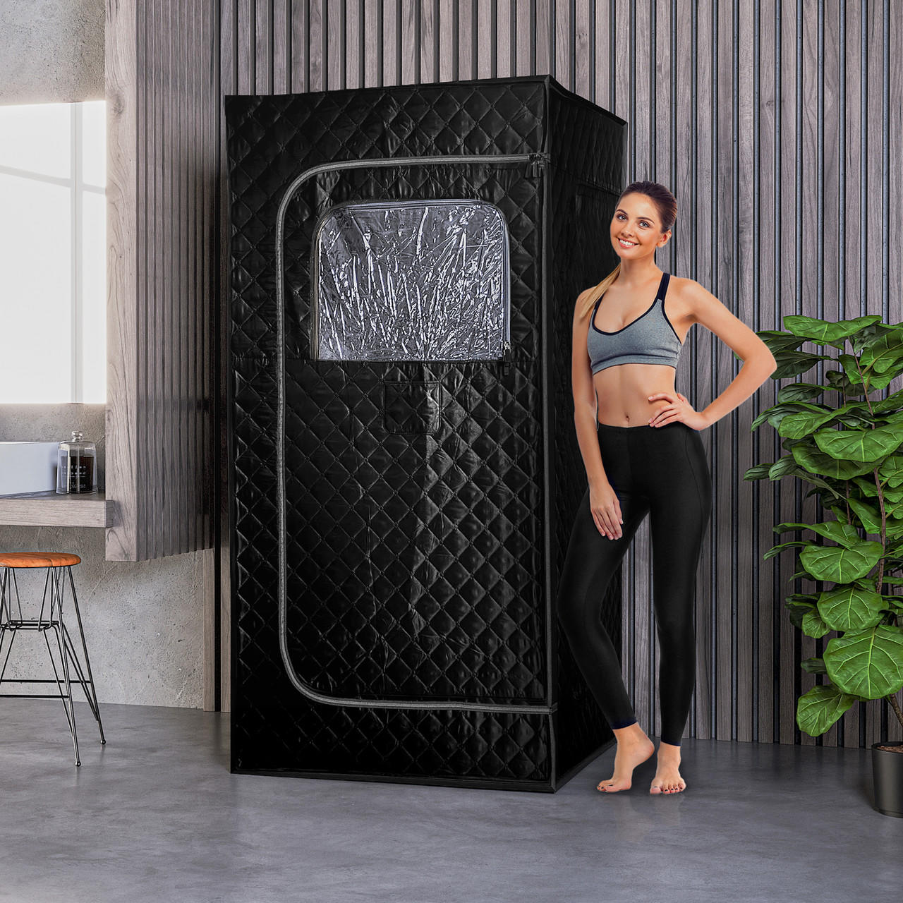 Full Size Portable Black Steam Sauna tent–Personal Home Spa, with