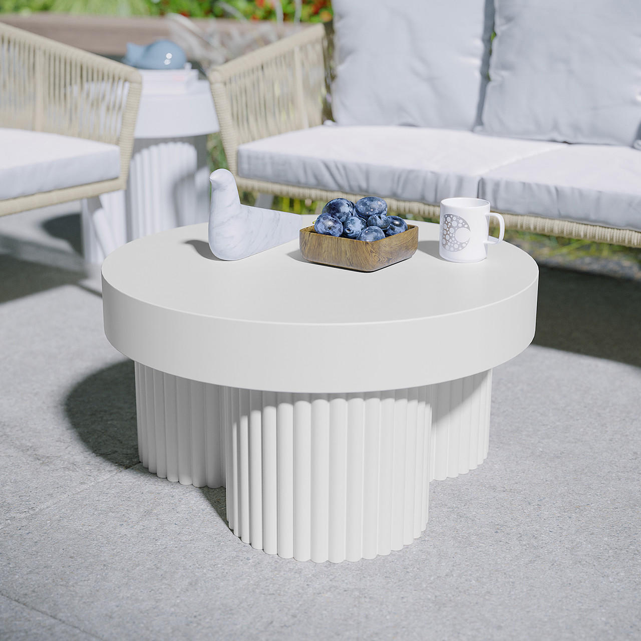 Basalt 70cm Concrete Indoor/Outdoor Coffee Table - White