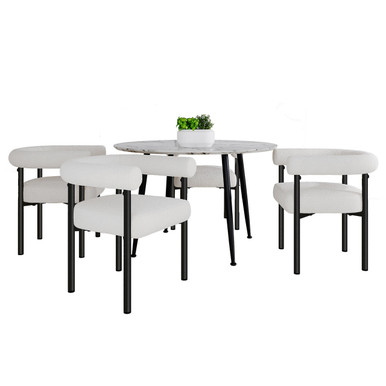 Eugene and Ohio 4-Seater Boucle Dining Set