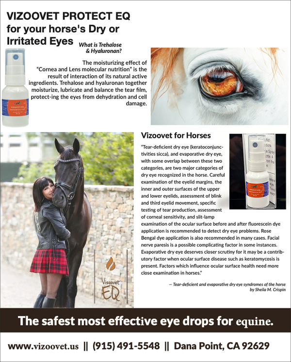 VIZOOVET PROTECT EQ
for your horse's Dry or
Irritated Eyes