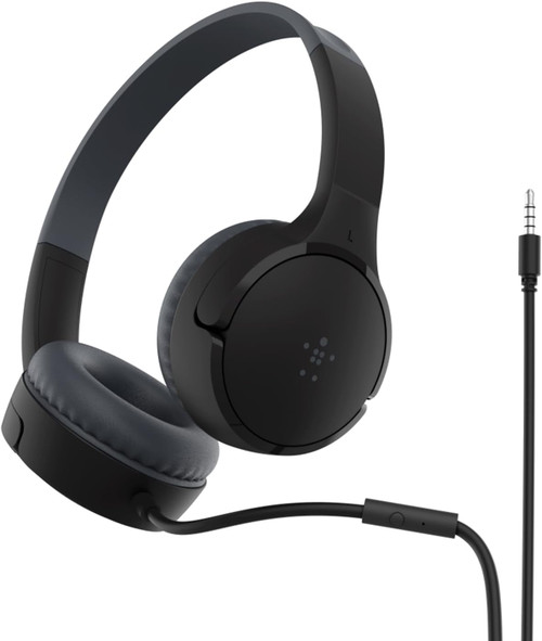 Belkin SoundForm Mini wired kids headphones in black.