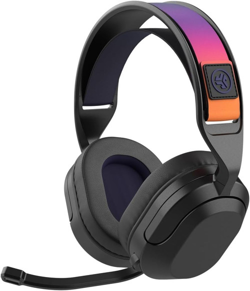 Wireless headset with flip-to-mute boom microphone.