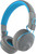 JLab Studio wireless on-ear headphones in gray and blue.